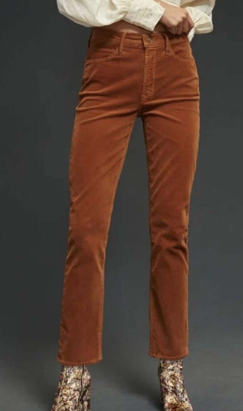 Mother The Mid Rise Dazzler Ankle Corduroy Pants Size 31 Stretch Boho Western